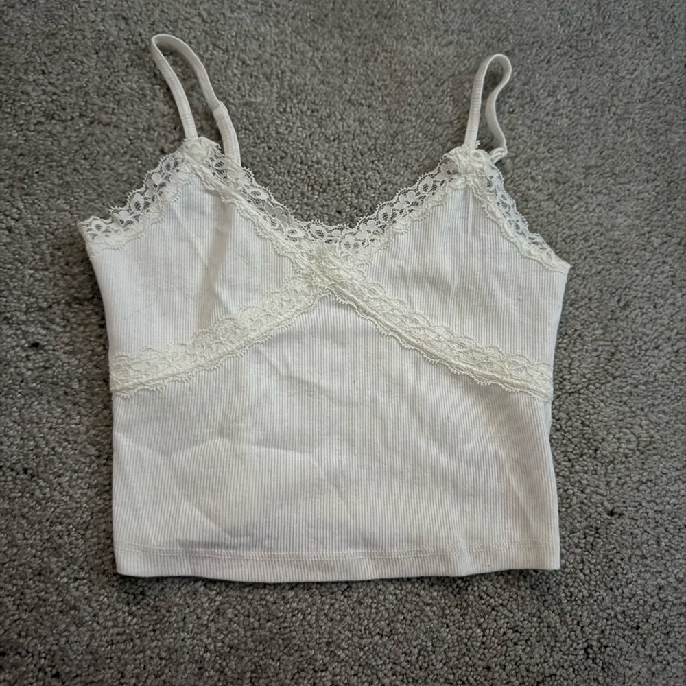 Aeropostale White Fitted Crop Cami